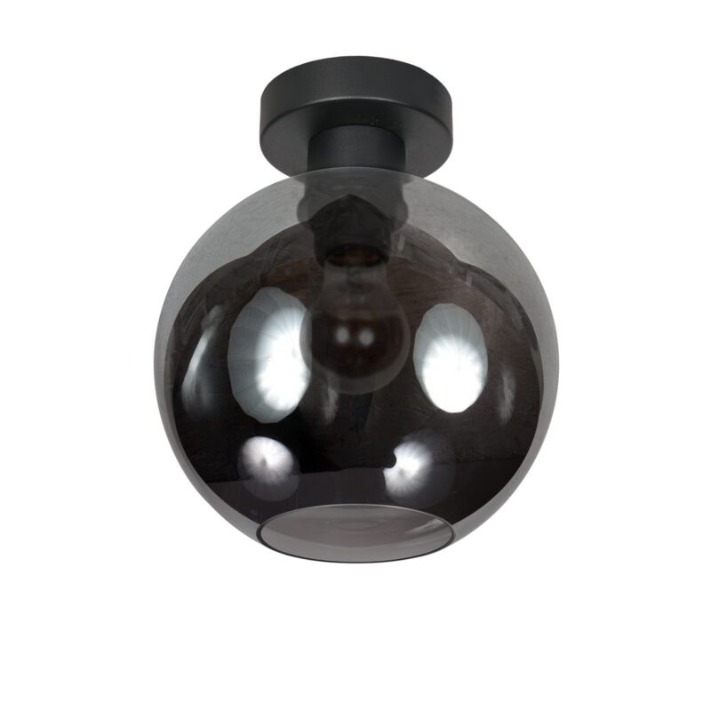 Plafondlamp Bloeba 4374ZW met rookglas kap Ø20 cm - Afbeelding 2