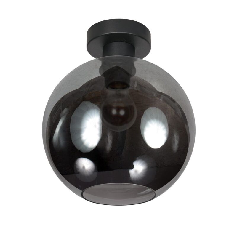 Plafondlamp Bloeba 4375ZW met rookglas kap Ø25 cm - Afbeelding 2