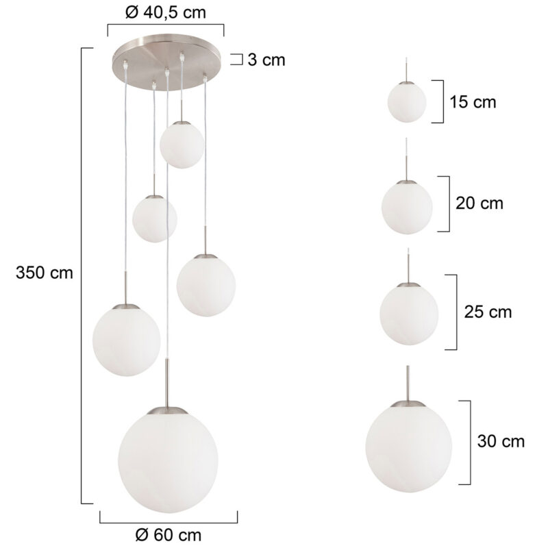 Plafondlamp Bollique 7376ST Staal 5 lichts E27 fitting - Afbeelding 8