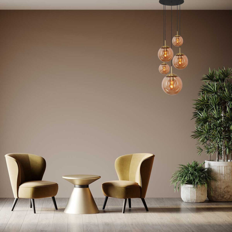 Plafondlamp Bollique New 2730ME Messing 5 lichts E27 fitting - Afbeelding 3