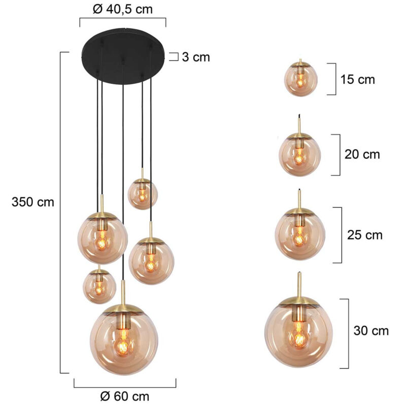 Plafondlamp Bollique New 2730ME Messing 5 lichts E27 fitting - Afbeelding 8