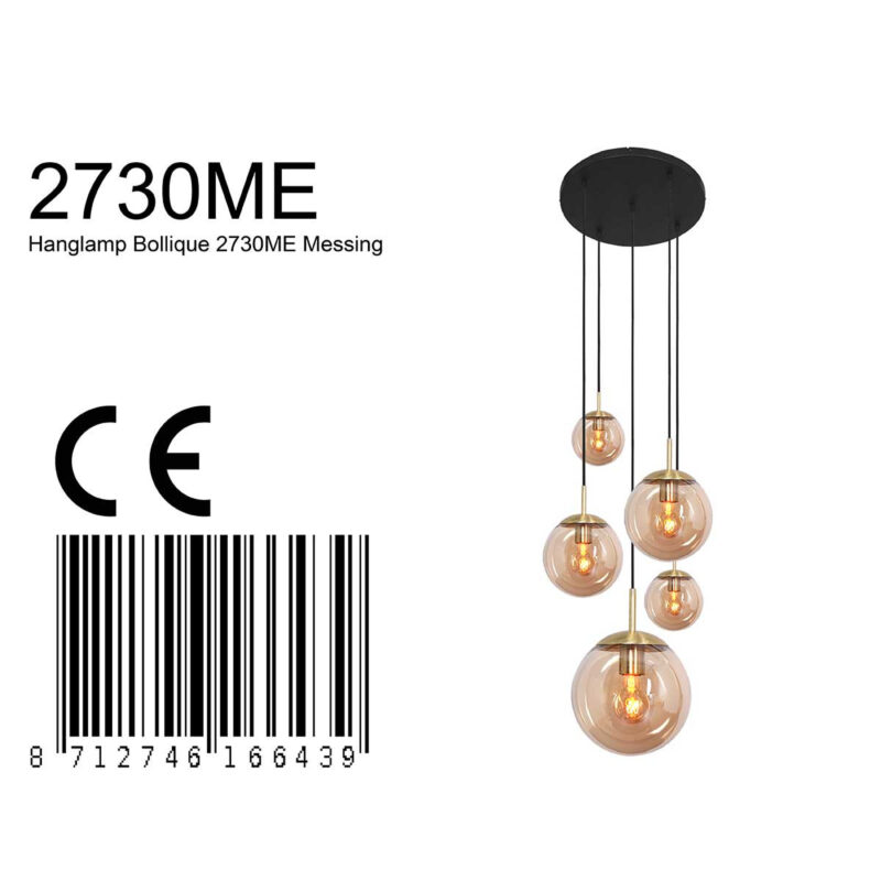 Plafondlamp Bollique New 2730ME Messing 5 lichts E27 fitting - Afbeelding 9