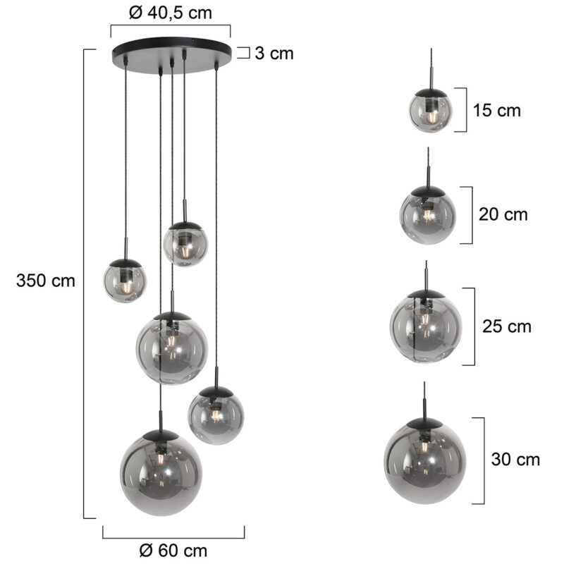 Plafondlamp Bollique New 2730ZW Zwart 5 lichts - Afbeelding 8