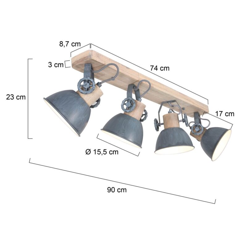Plafondlamp Gearwood 2729GR Grijs E27 - Afbeelding 6