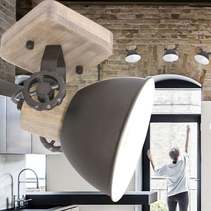 Plafondlamp Gearwood 7968A Antraciet E27 - Afbeelding 3