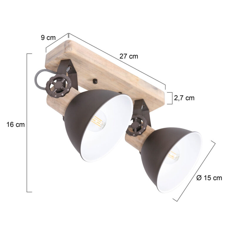 Plafondlamp Gearwood 7969A Antraciet E27 fitting - Afbeelding 6