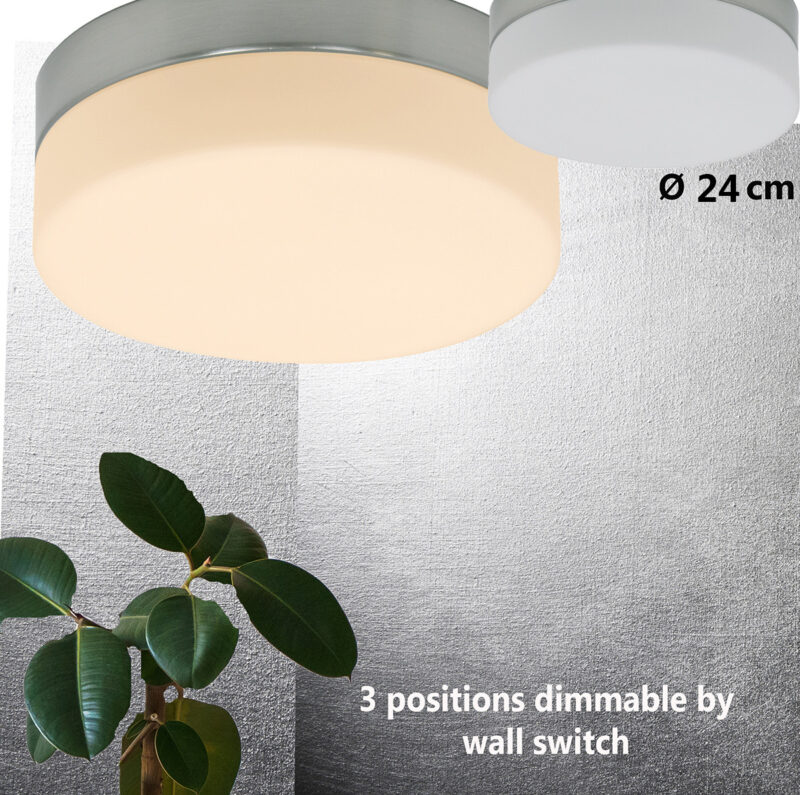 Plafondlamp Ikaro 1363ST Staal Ø24cm met 4 standen dimmer - Afbeelding 3