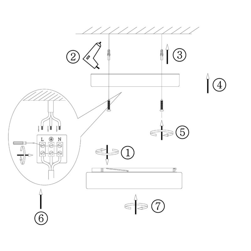 Plafondlamp Ikaro 1363ZW Zwart Ø24cm met 4 standen dimmer - Afbeelding 9