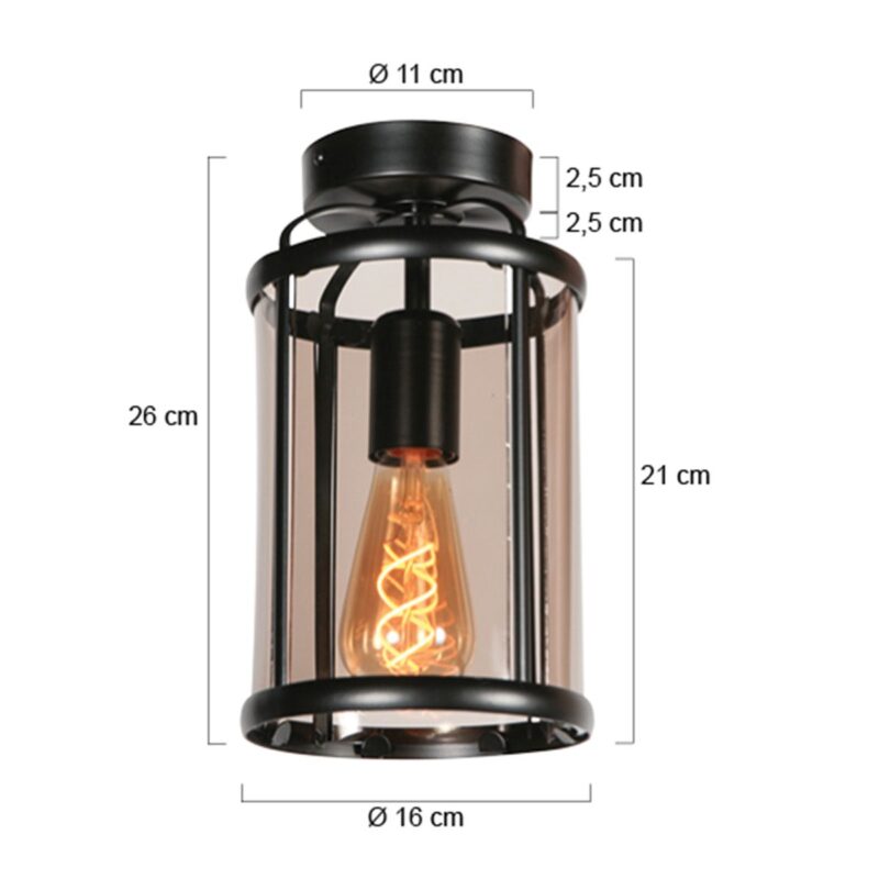 Plafondlamp Pimpernel 5973ZW Zwart Ø16 E27 fitting - Afbeelding 6