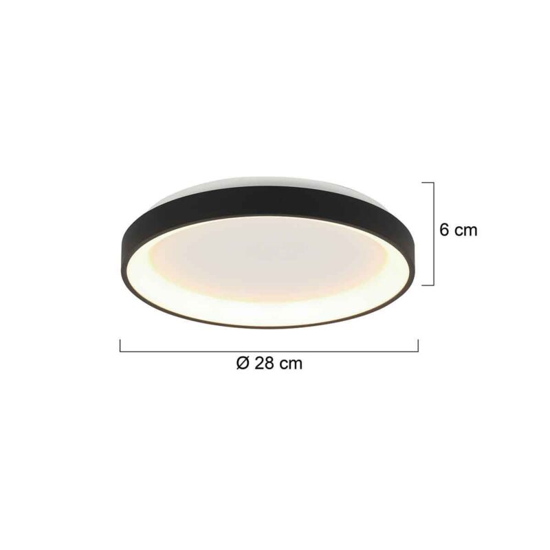 Plafondlamp Ringlede 3690ZW Zwart rond 28 cm dimbaar - Afbeelding 7