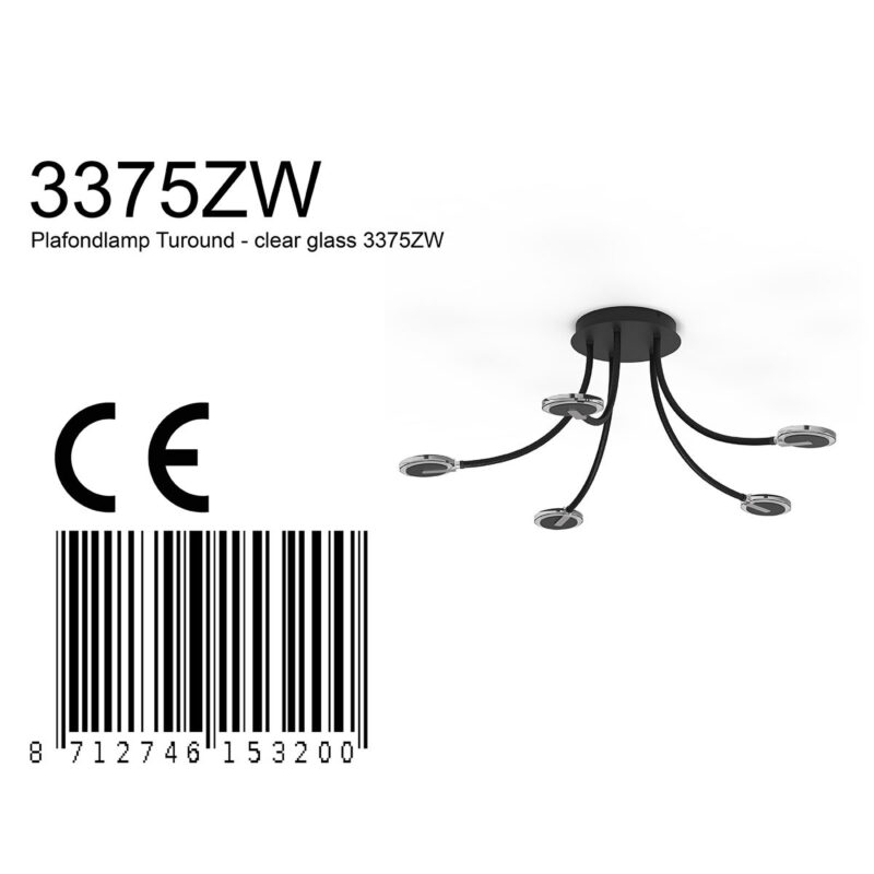 Plafondlamp Turound 3375ZW Zwart - Afbeelding 7