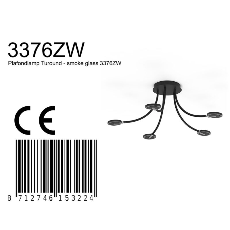 Plafondlamp Turound 3376ZW Zwart - Afbeelding 7