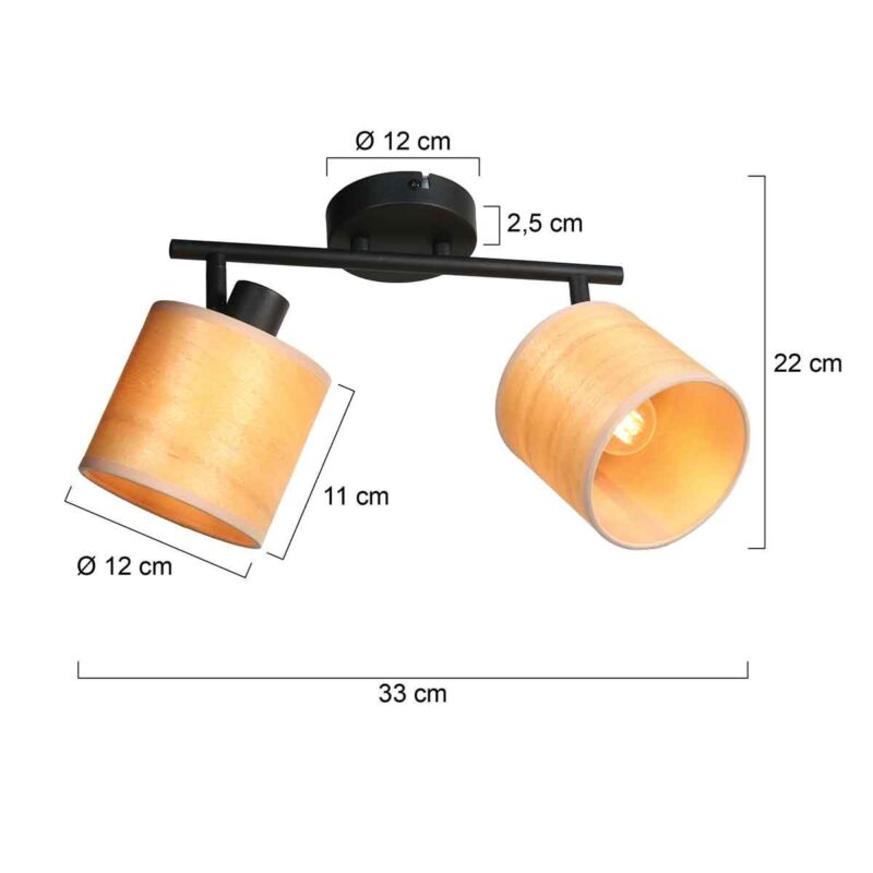 Ceiling spotlight Bambus 3666ZW Black with wooden caps - Image 6