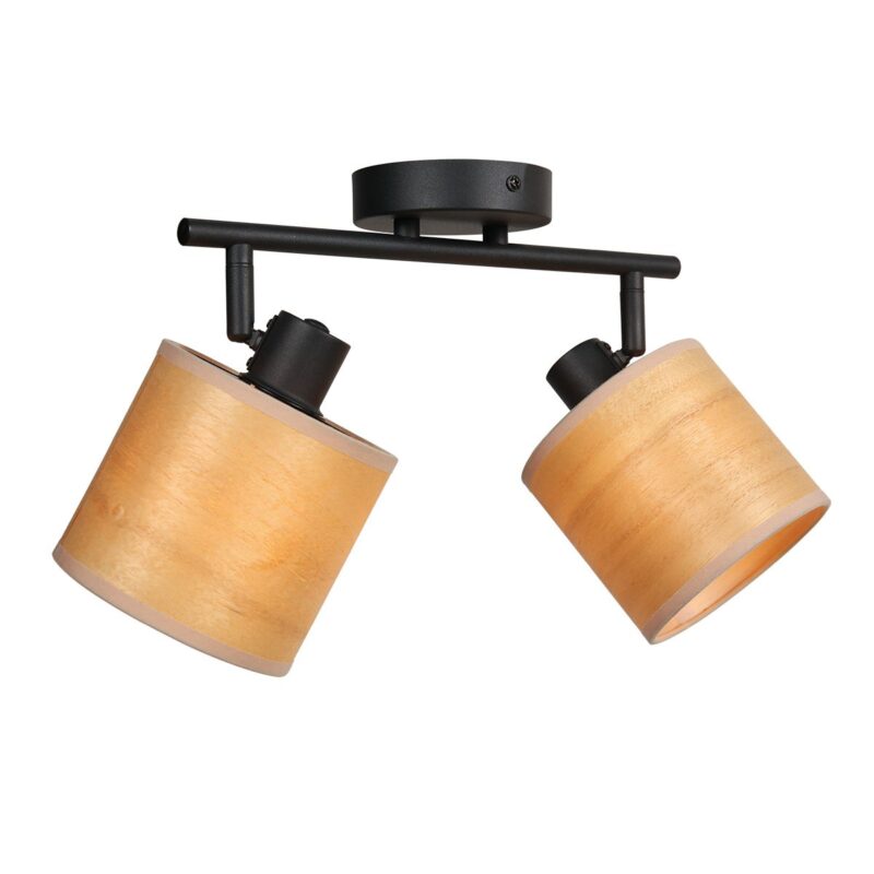 Ceiling spot Bambus 3666ZW Black with wooden caps