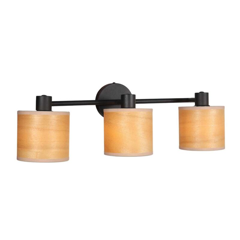 Plafondspot Bambus 3667ZW Zwart 3 lichts met houten kapjes - Afbeelding 8