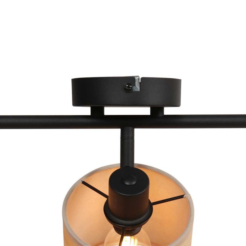 Plafondspot Bambus 3667ZW Zwart 3 lichts met houten kapjes - Afbeelding 9