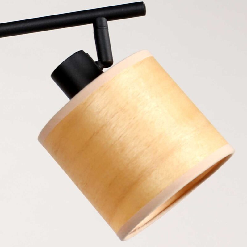 Plafondspot Bambus 3668ZW Zwart 4 lichts met houten kapjes - Afbeelding 10