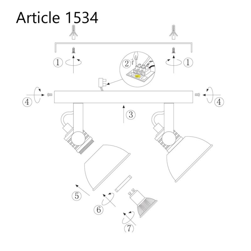 Plafondspot Brooklyn 1534GR Grijs inclusief GU10 lichtbronnen - Afbeelding 9