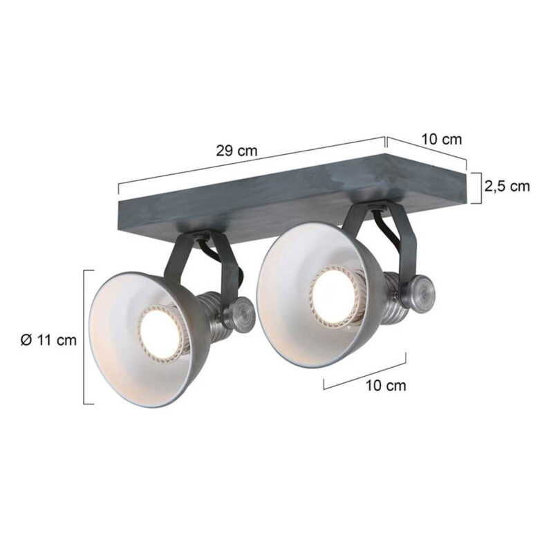 Plafondspot Brooklyn 1534GR Grijs inclusief GU10 lichtbronnen - Afbeelding 7