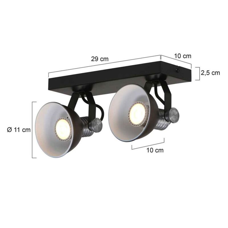 Plafondspot Brooklyn 1534ZW Zwart inclusief GU10 lichtbronnen - Afbeelding 8