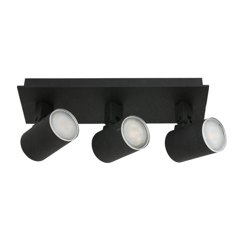 Plafondspot Points Noirs 3061ZW Zwart 3 lichts opbouwspot - Afbeelding 2