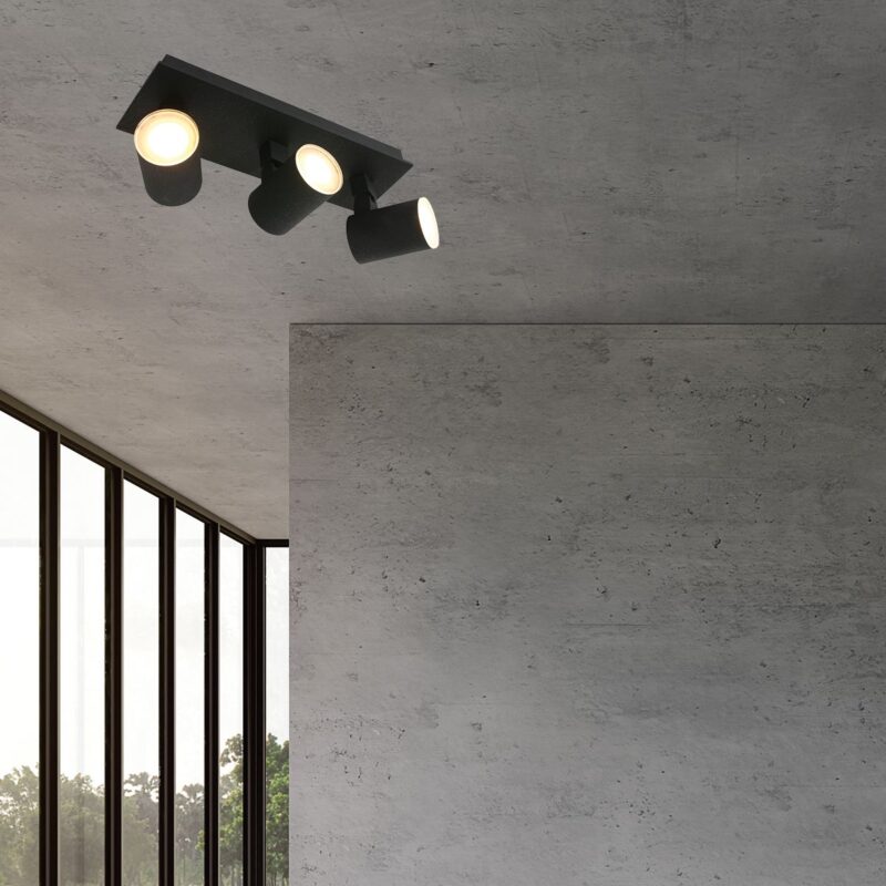 Plafondspot Points Noirs 3061ZW Zwart 3 lichts opbouwspot - Afbeelding 3