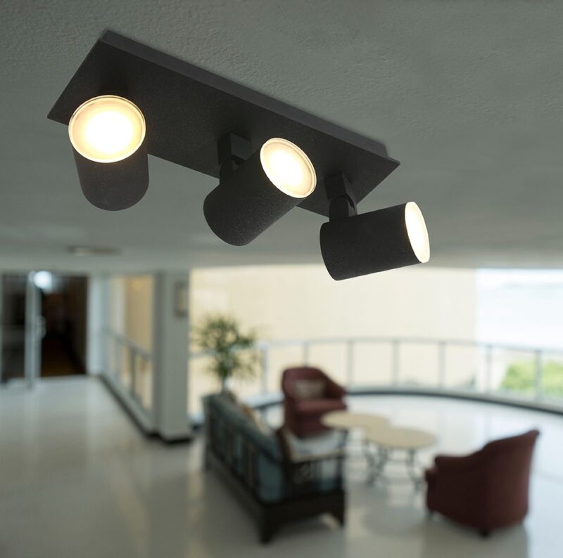 Plafondspot Points Noirs 3061ZW Zwart 3 lichts opbouwspot - Afbeelding 4