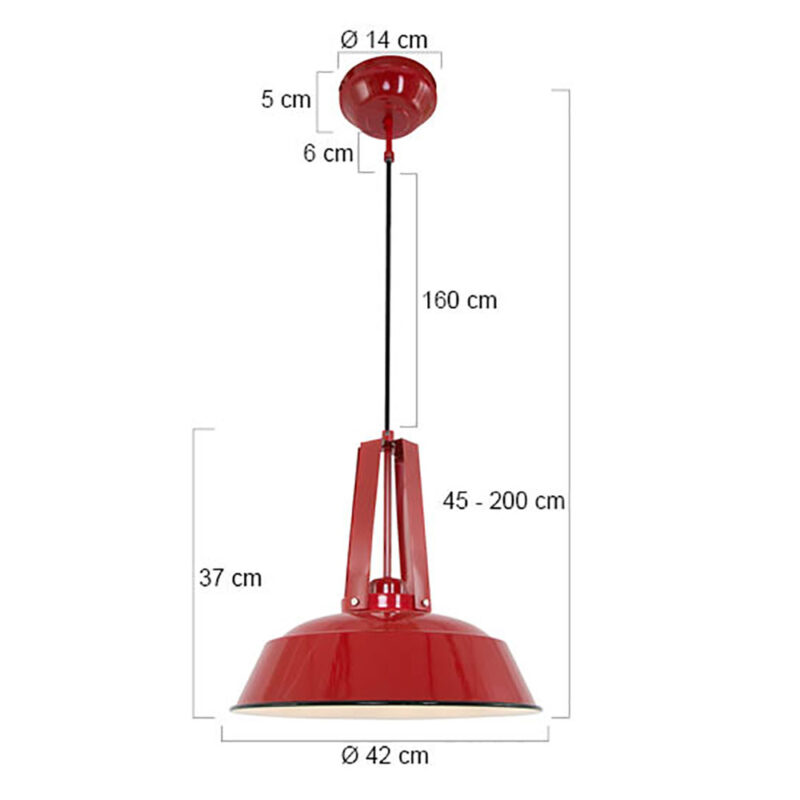 Rode hanglamp Eden 7704RO E27 fitting - Afbeelding 6