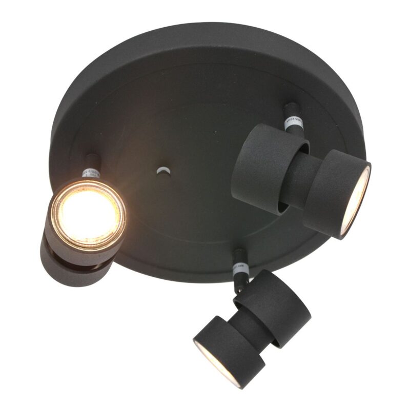 Ronde 3 lichts Plafondspot Natasja 7905ZW Zwart Inclusief lichtbronnen - Afbeelding 11