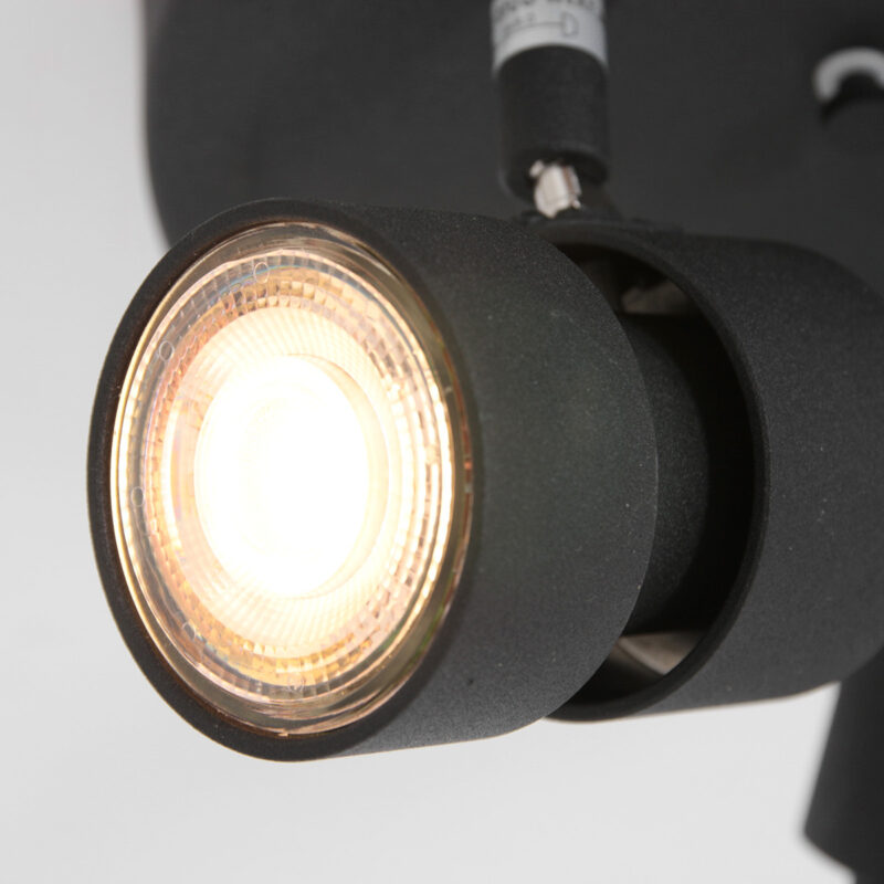 Ronde 3 lichts Plafondspot Natasja 7905ZW Zwart Inclusief lichtbronnen - Afbeelding 4