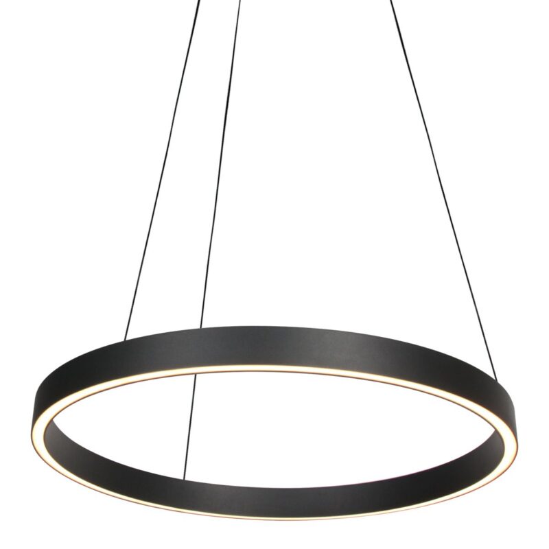Ronde zwarte hanglamp Mykty 4203ZW – 60 cm diameter, in hoogte verstelbaar met Cable Lift, 7800 lumen - Afbeelding 4
