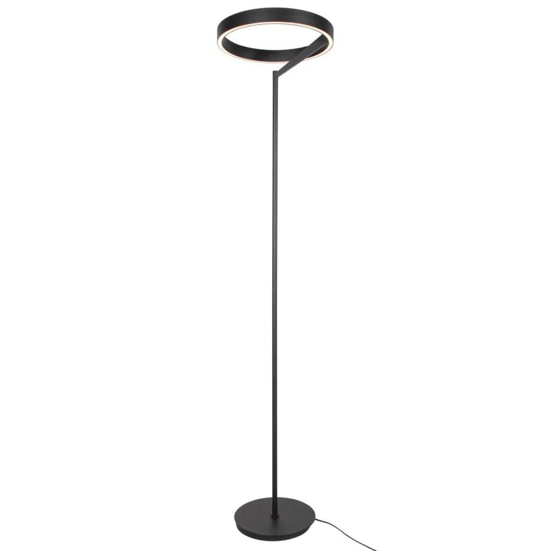 Ronde zwarte vloerlamp Mykty 4201ZW – Ø40 cm, 170 cm hoog, 5200 lumen, met vloerdimmer - Afbeelding 9