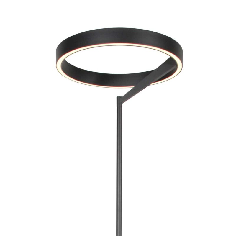 Ronde zwarte vloerlamp Mykty 4201ZW – Ø40 cm, 170 cm hoog, 5200 lumen, met vloerdimmer - Afbeelding 14