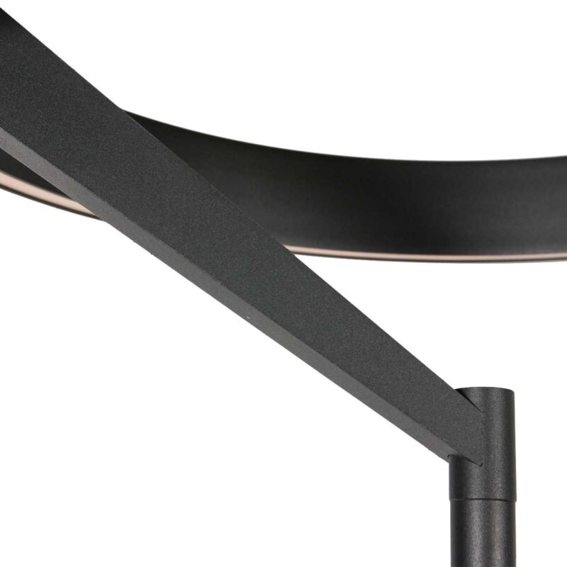 Ronde zwarte vloerlamp Mykty 4201ZW – Ø40 cm, 170 cm hoog, 5200 lumen, met vloerdimmer - Afbeelding 4