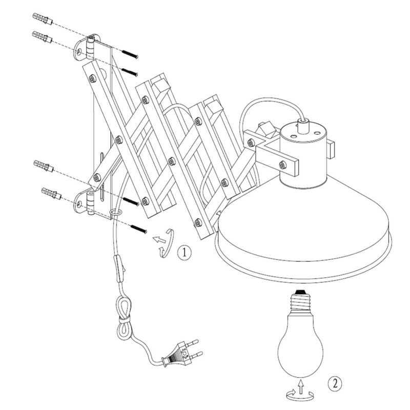 Schaarlamp Woody 7900BE houtkleur met witte kap - Afbeelding 10