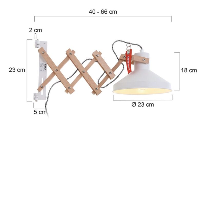 Schaarlamp Woody 7900BE houtkleur met witte kap - Afbeelding 8