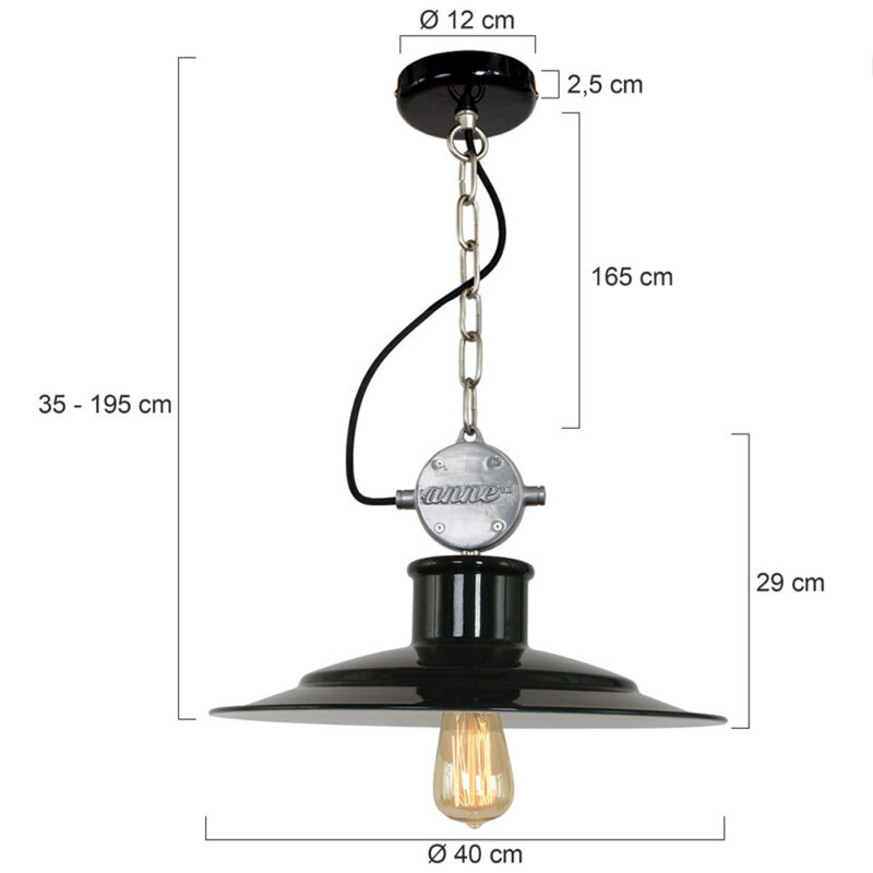 Scheeps hanglamp Millstone 7737ZW Zwart met E27 fitting - Afbeelding 7