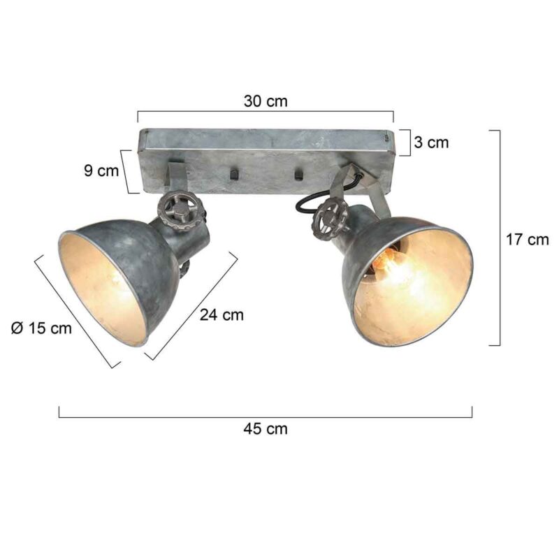 Spot Gearmetal 3673NI 2 lichts met 2x E27 fitting - Afbeelding 7