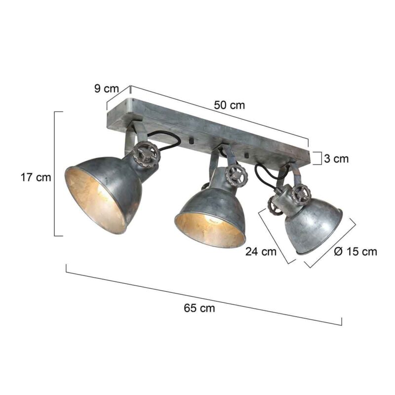 Spot Gearmetal 3674NI 3 lichts E27 fitting - Afbeelding 7