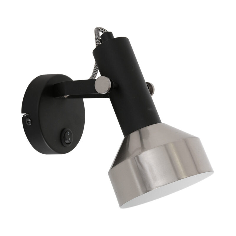 Spot - Wandlamp Acier 3337ZW Zwart met E27 fitting - Afbeelding 2