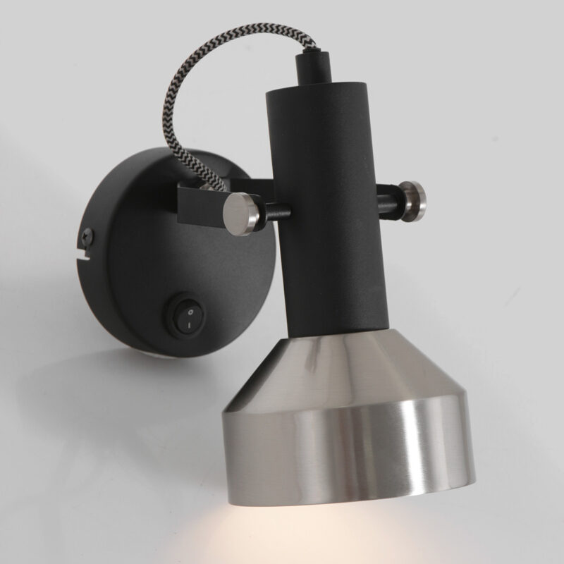 Spot - Wandlamp Acier 3337ZW Zwart met E27 fitting - Afbeelding 10
