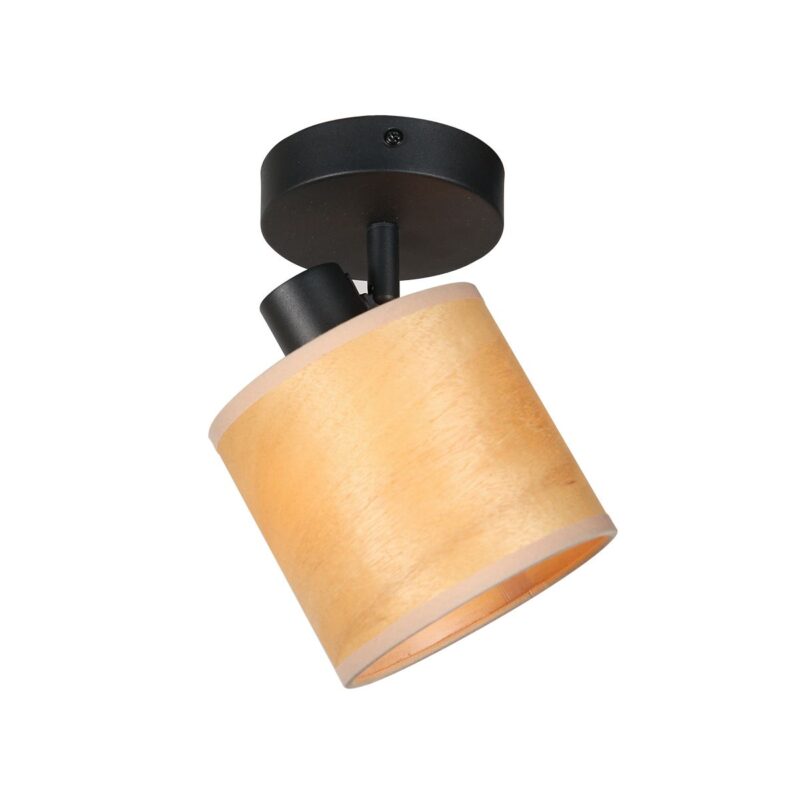 Spot - Wandlamp Bambus 3665ZW Zwart met houten kapje - Afbeelding 8