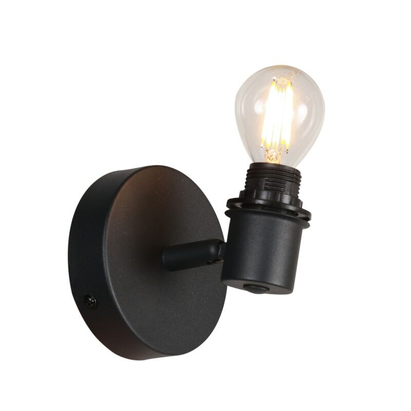 Spot - Wandlamp Bambus 3665ZW Zwart met houten kapje - Afbeelding 9