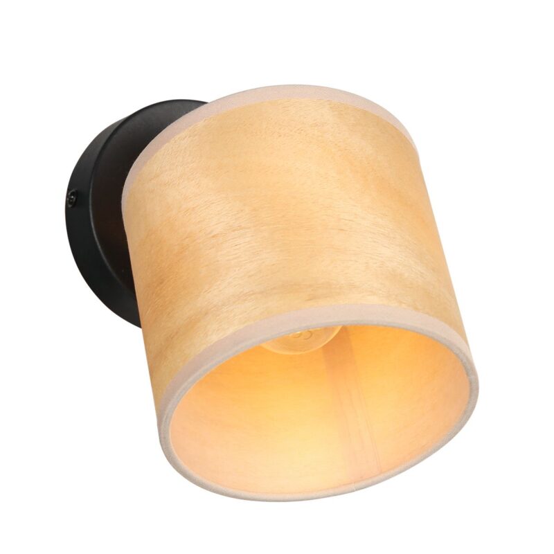 Spot - Wandlamp Bambus 3665ZW Zwart met houten kapje - Afbeelding 11