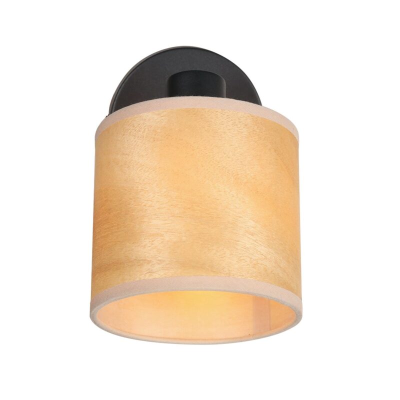 Spot - Wandlamp Bambus 3665ZW Zwart met houten kapje - Afbeelding 12