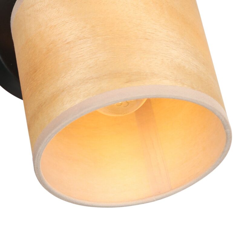 Spot - Wandlamp Bambus 3665ZW Zwart met houten kapje - Afbeelding 3