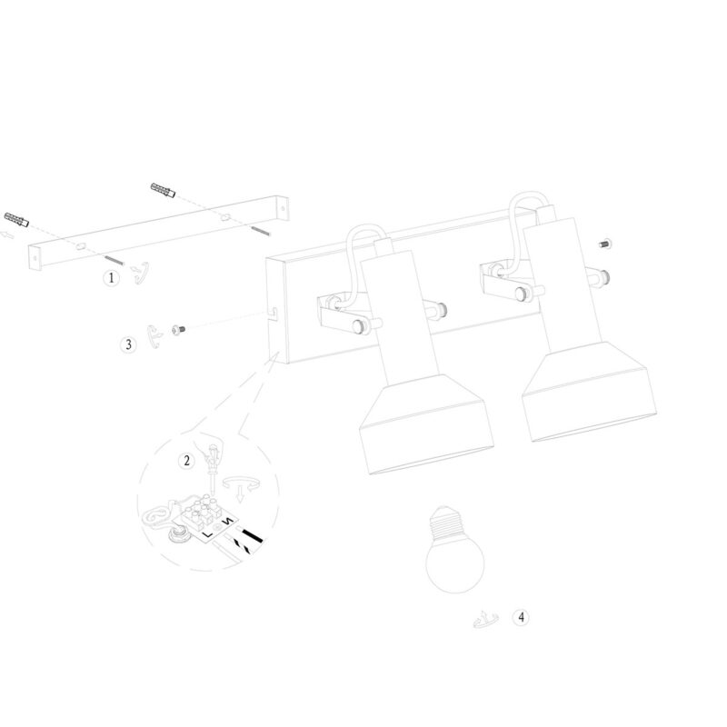 Spot - plafondlamp Acier 3338ZW Zwart met 2 x E27 fitting - Afbeelding 8