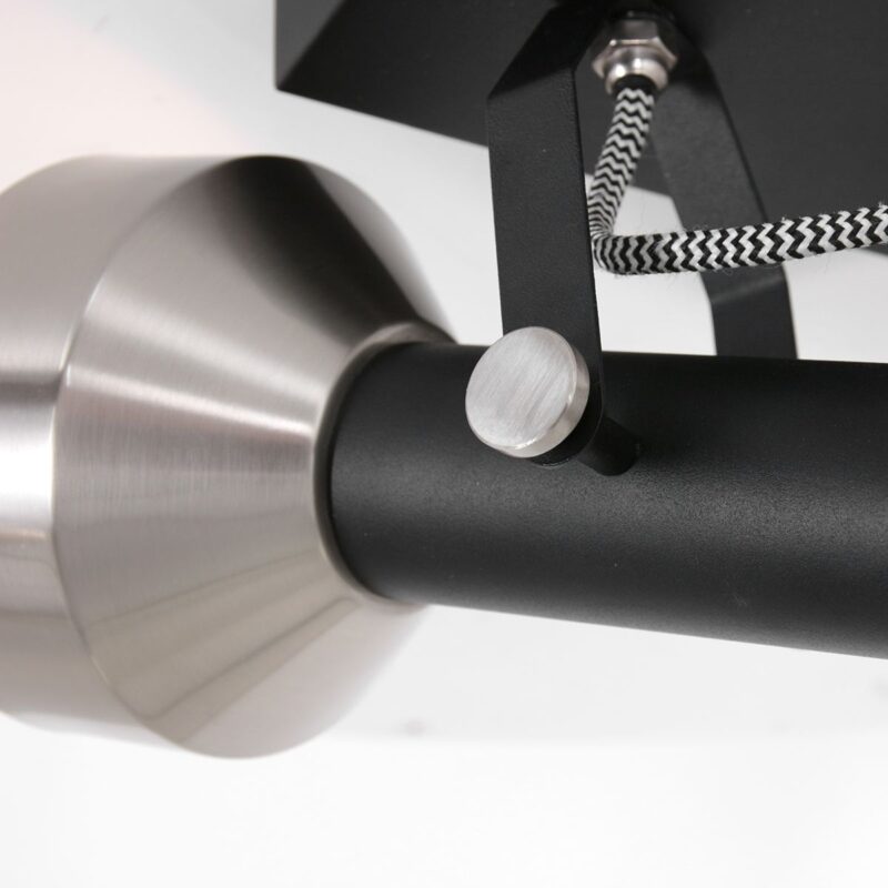 Spot - plafondlamp Acier 3338ZW Zwart met 2 x E27 fitting - Afbeelding 5