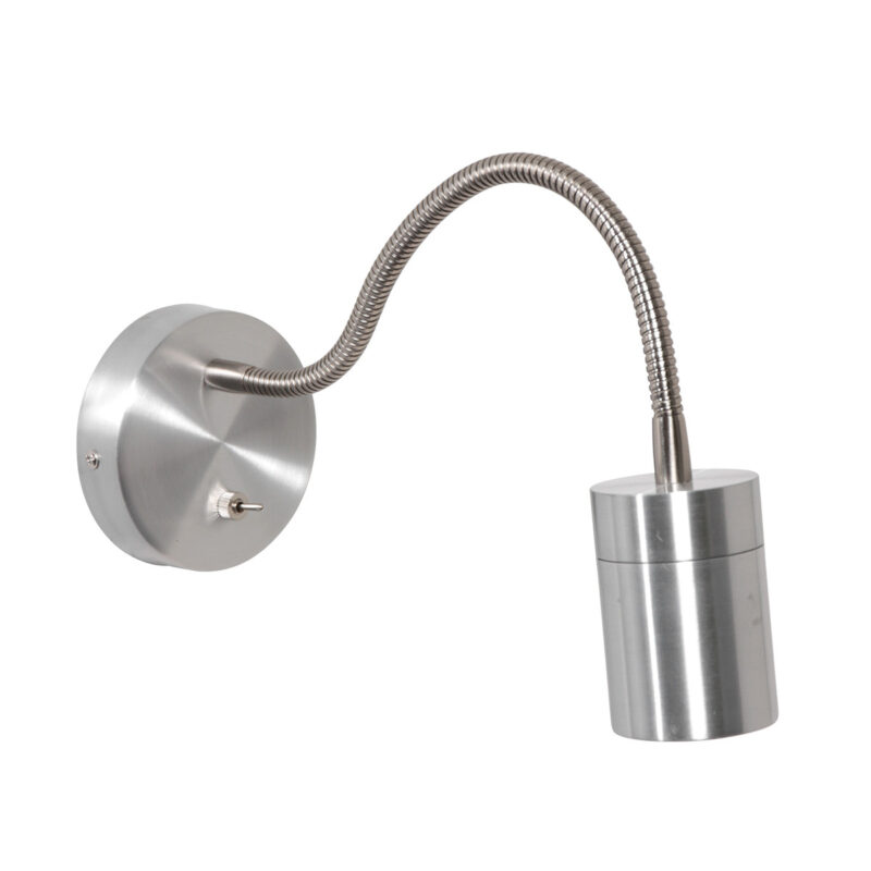 Staal kleurige wandlamp met flexibele arm 3390ST Upround inclusief lichtbron - Afbeelding 9