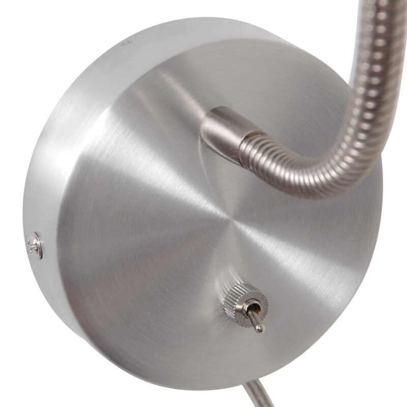 Staal kleurige wandlamp met flexibele arm 3390ST Upround inclusief lichtbron - Afbeelding 6
